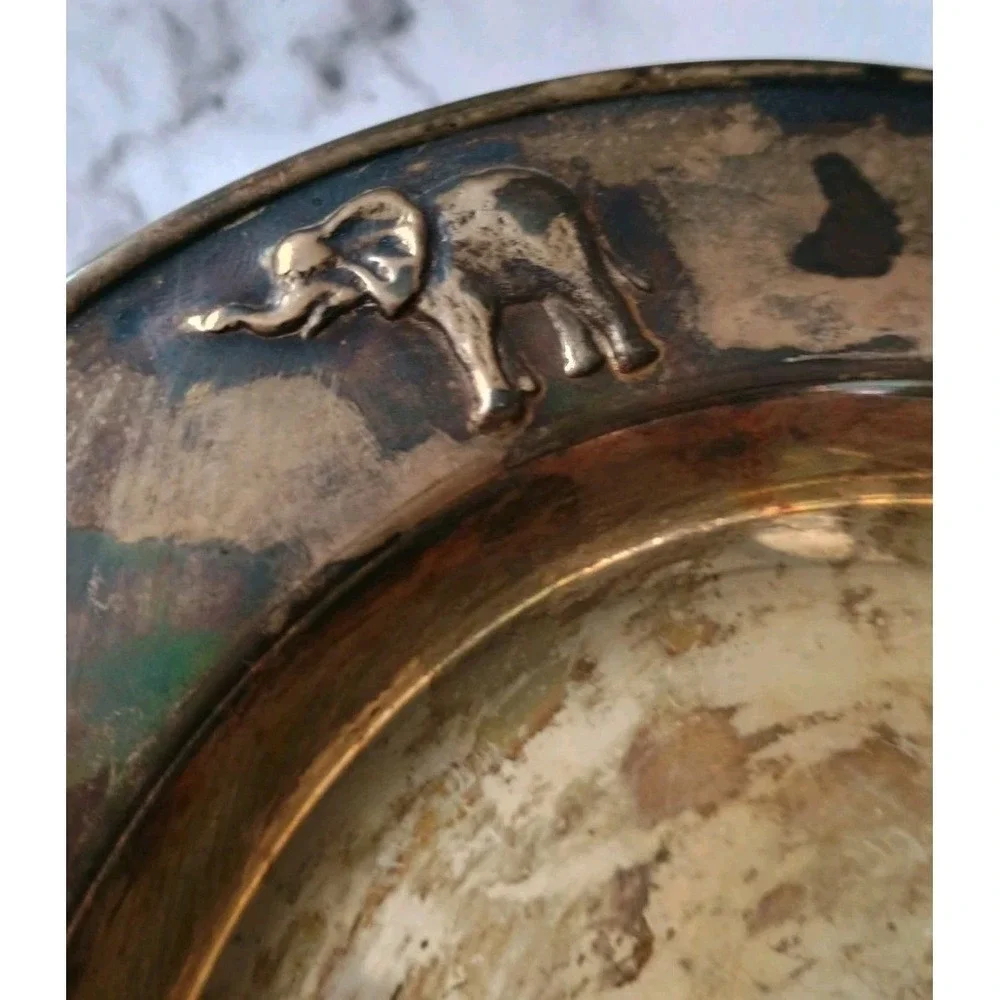 Baby Feeding Bowl Animal Pattern Denmark Silver Plated